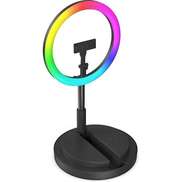 Fuegobird LED Ringlamp - ringlamp laptop - ringlamp telefoon - Draagbare Ringflitsers - 29 cm/11 inch - 58-168 cm hoog (verstelbaar) - TikTok - Ringlight（Zwart）