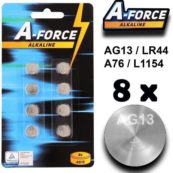 A-Force Powerfull Knoopcel Batterij AG13 / LR44 / A76 / L1154 - 8 stuks - Knoopcel Batterijen