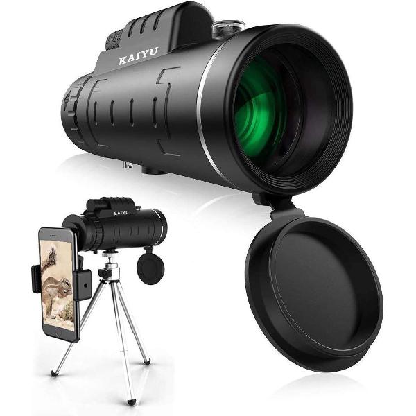Monokijker - HD 40x60 - BAK4 Prism - Full Multi-Coated (FMC) - Waterdicht - inclusief Smartphone-Adapter en Statief - voor Vogels Kijken, Hiking, Theater