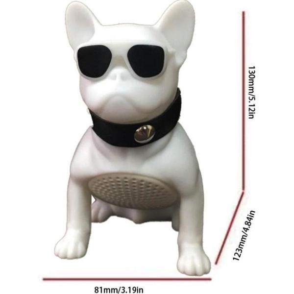 Mini Franse Bulldog speaker CH-M12 Wit - Cadeau tip - Grappig Look- Bijzonder- Luidspreker - Draadloos - Portable Bluetooth Speaker- Draagbare- Makkelijk meenemen - USB Poort - Radio - Hoogte 13 cm - Wit