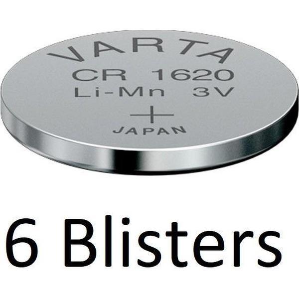 6 Stuks (6 Blisters a 1 st) Varta CR1620 Wegwerpbatterij Lithium
