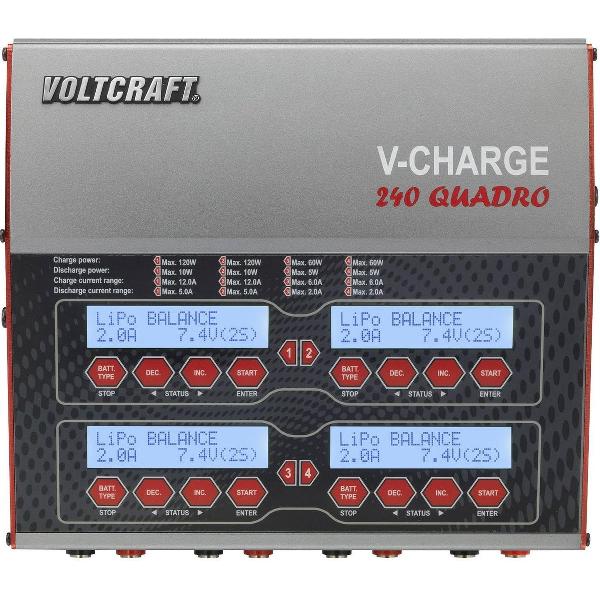 VOLTCRAFT V-Charge 240 Quadro Multifunctionele modelbouwlader 12 V, 230 V 12 A Li-poly, LiFePO, Li-ion, LiHV, NiCd, NiMH, Lood