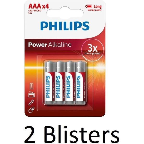 8 Stuks (2 Blisters a 4 st) Philips Power Alkaline AAA/LR03