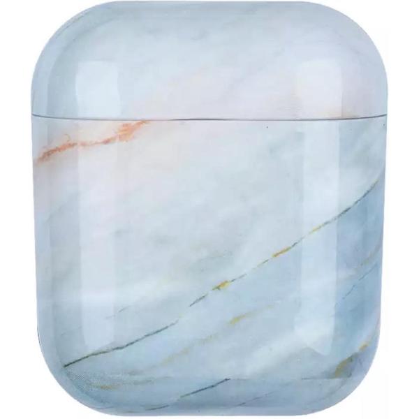 AirPods cover - marmer - hard cover case - Blauw - Geschikt voor Apple AirPods - beschermdoos - AirPods hoesje - handige gadget