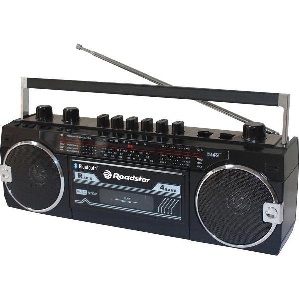 Roadstar RCR 3025 Retro Radio, Ghettoblaster met USB en Bluetooth - Zwart
