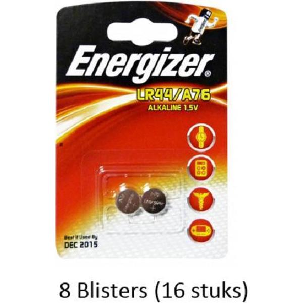 16 stuks (8 blisters a 2 stuks) Energizer Alkaline knoopcel LR44/A76 1.5V