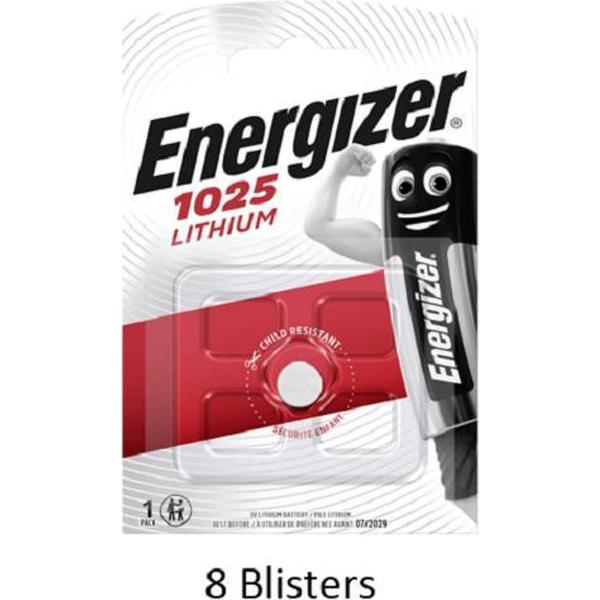 8 stuks (8 blisters a 1 stuk) Energizer Lithium CR1025 3V