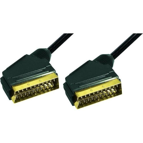 Transmedia 21-pins Scart kabel - verguld / zwart - 3 meter
