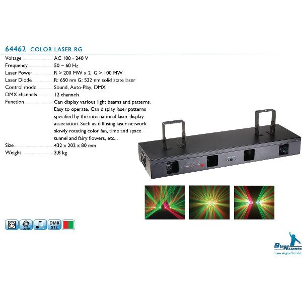 Laserprojector rood / groen DMX 500MW - disco lichteffect