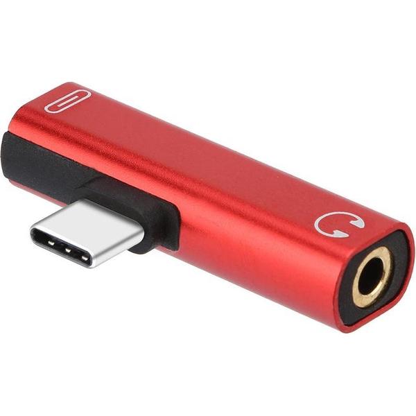 USB-C (USB Type C) Male naar Audio 3.5mm Female adapter - Rood