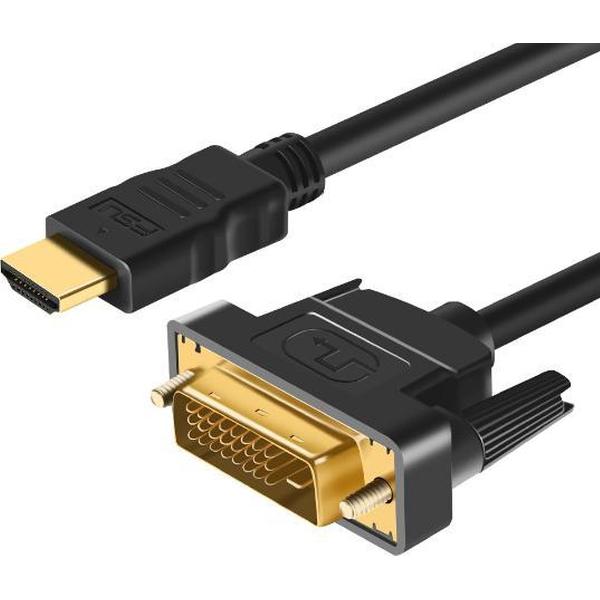 WiseGoods - Premium DVI Naar HDMI Kabel - DVI Kabel 1M - 1080P - Zwart