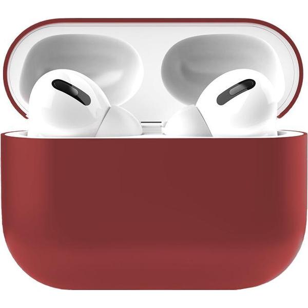 Apple Airpods Pro Siliconen - Case - Hoesje - Geschikt voor Apple Airpods Pro - Donker Rood