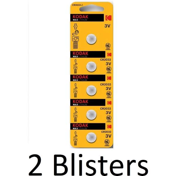 10 Stuks (2 Blisters a 5 st) Kodak Max lithium CR2032 blister 5