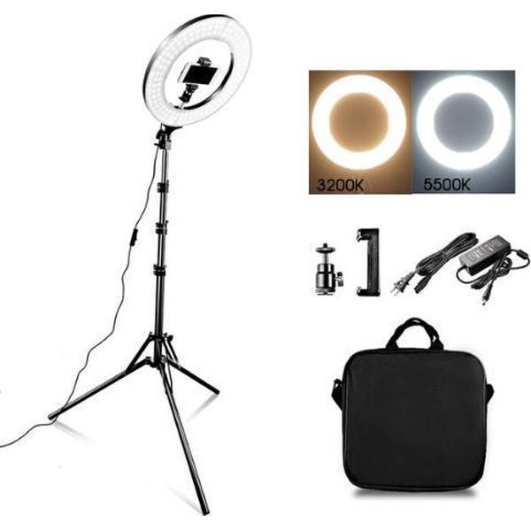 Grandecom 14inch Ringlamp - LED - Statief - Vlog - Make-up - Tik Tok - Instagram - Snapchat - Telefoonhouder - Professioneel - Hoge kwaliteit