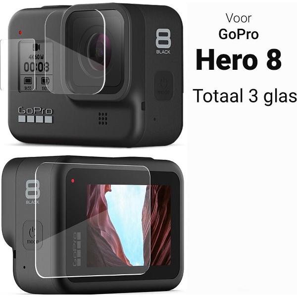 Tempered Glass Screen Protector - LCD + Lens + Mini Voorscherm Cover voor GoPro Hero 8 - 9H Gehard glas screenprotector - Bescherming GoPro Hero 8 Screen Protector