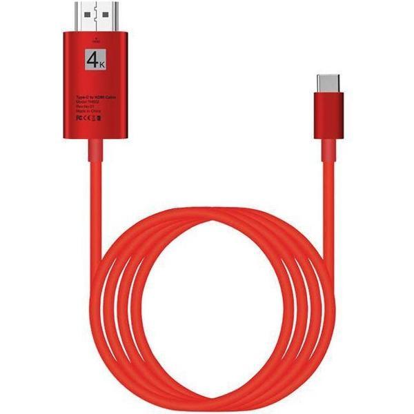 USB-C Type-C to HDMI HDTV AV TV Adapter kabel 4K - rood