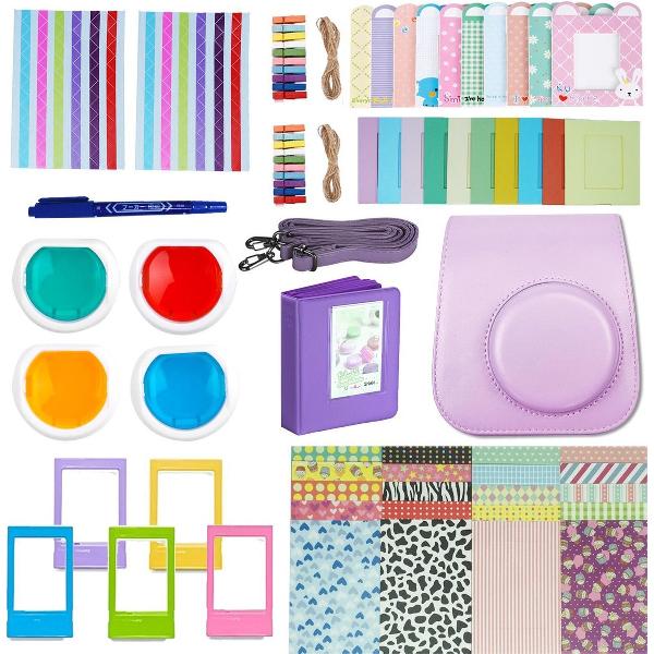 Accessoires Set voor Fujifilm Instax Mini 11 Case met Hoesje, Filters en meer - Lila