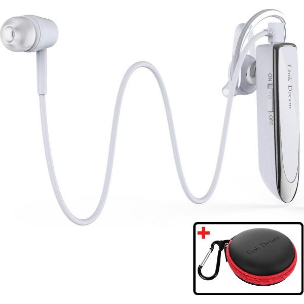 Link Dream - Bluetooth Headset - Headset met Microfoon - Draadloze Oordopjes - 24 uur Gesprekstijd - Bluetooth 5.0 - Verbinden met 2 Toestellen - Incl. Opbergcase - Wit