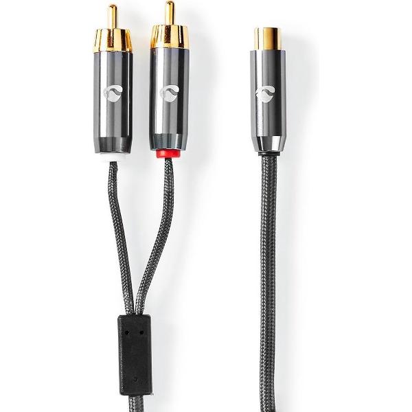 Nedis Premium Subwoofer/Tulp stereo (m) - Tulp mono (v) audio adapter / zwart - 0,20 meter