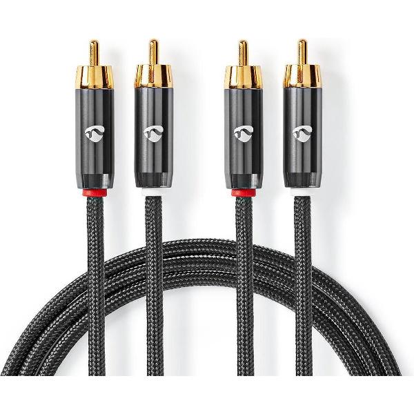 Nedis Premium Tulp stereo audio kabel / zwart - 2 meter