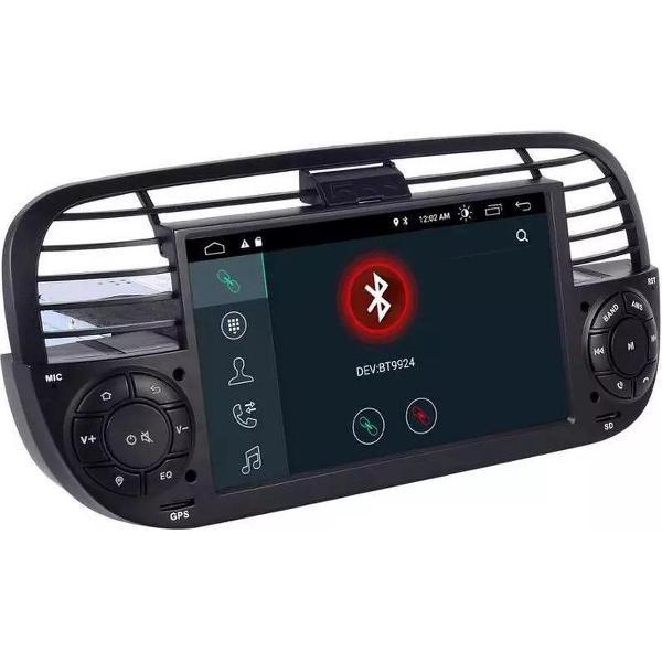 Fiat 500 2007-2015 Android 10 navigatie en multimediasysteem WiFi Bluetooth USB ZWART