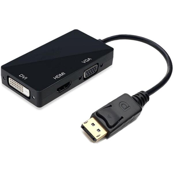 DrPhone - Multifunctionele 3 in 1 Adapter Displaypoort (Dp) naar HDMI / DVI / VGA Man-vrouw - Zwart