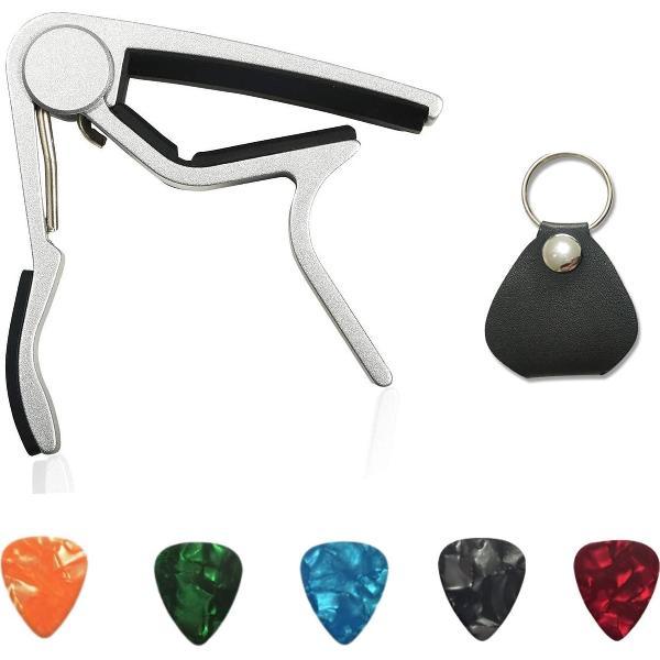 Capo / Gitaarklem / Capo Snaren / Akoestisch / Gitaar accessoires / Elektrisch / Gitaar / Plectrum / Plectrum houder / Capo Gitaar set Grijs