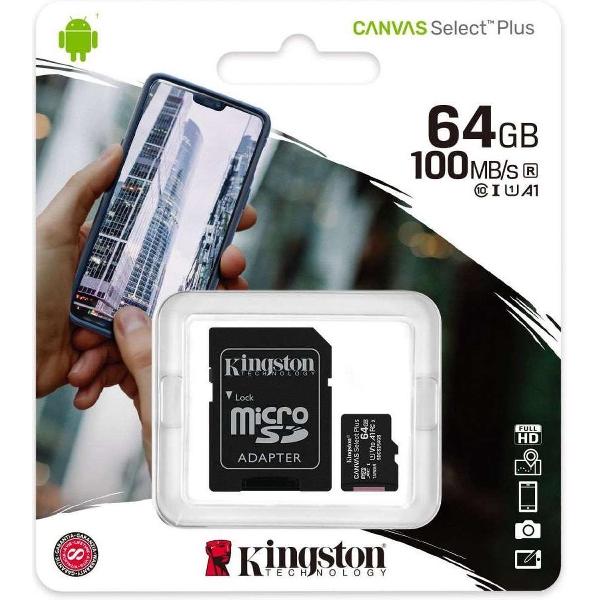 Kingston Canvas Select Plus microSD Card 10 UHS-I - 64GB - inclusief SD adapter