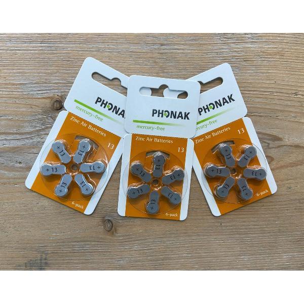 Phonak | Hoortoestel batterij | P13 | Oranje sticker | 10 pakjes | 60 batterijen