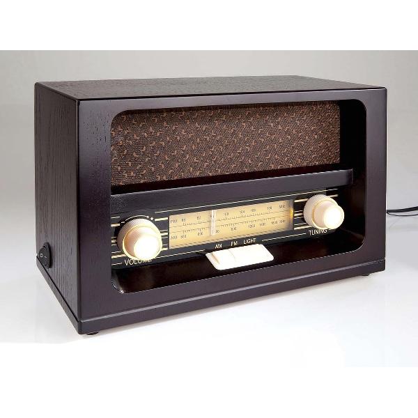 Westfalia Nostalgische radio met echte houten kast en oranje knoppen