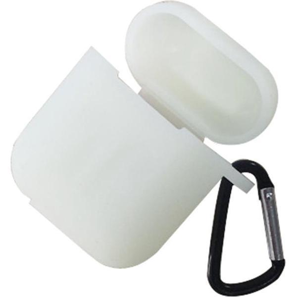 Apple AirPods - Siliconen Hoesje Case Cover - Glow in the Dark - Geschikt voor AirPods 1/2 - Kleur Wit