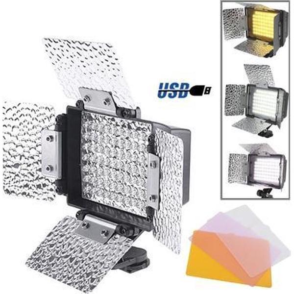 70 LED-videolicht met drie kleurtemperatuur transparante films (tawny / wit / paars)