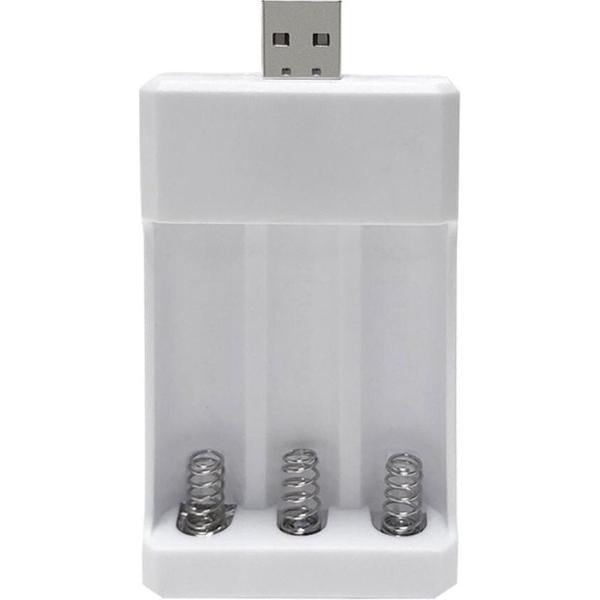 DrPhone BD3 – USB Batterij lader - Oplader - 3 Poorten - AA – AAA - Oplaadbaar - Wit