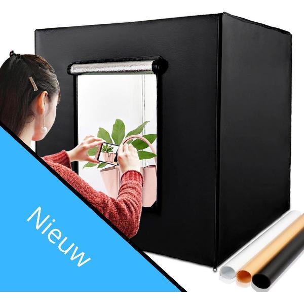 Grandecom® Fotostudio Pro - Draagbaar - Foto Box - LED verlichting - Studiotent - 80x80 cm - Fototent - Opvouwbaar - Opnametent - 3 Achtergronden