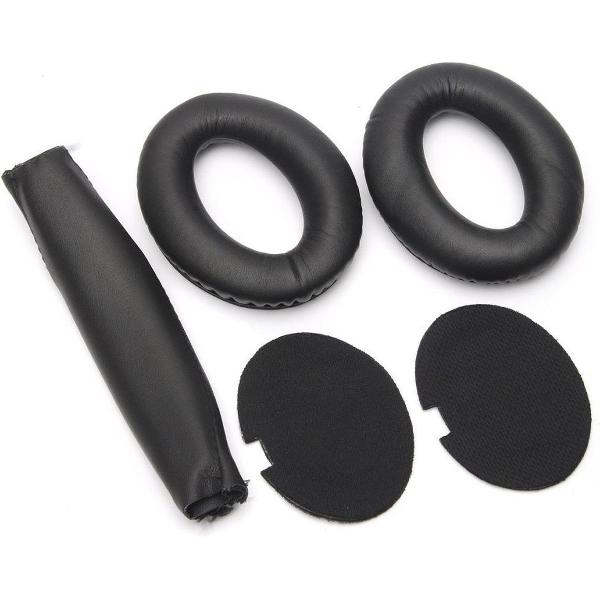 2-In-1 Luxe Lederen Vervang Hoofdband & Oorkussens Set Voor Bose Quietcomfort 2/15 QC2 QC15 - Koptelefoon Earpads - Oor Kussens - Ear Pads - Headband Earpads Cushion Paar - Zwart
