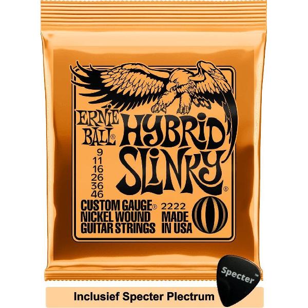 Ernie Ball Hybrid Slinky Electrisch Gitaarsnaren 6stuk(s) Staal Gitaar met specter Plectrum