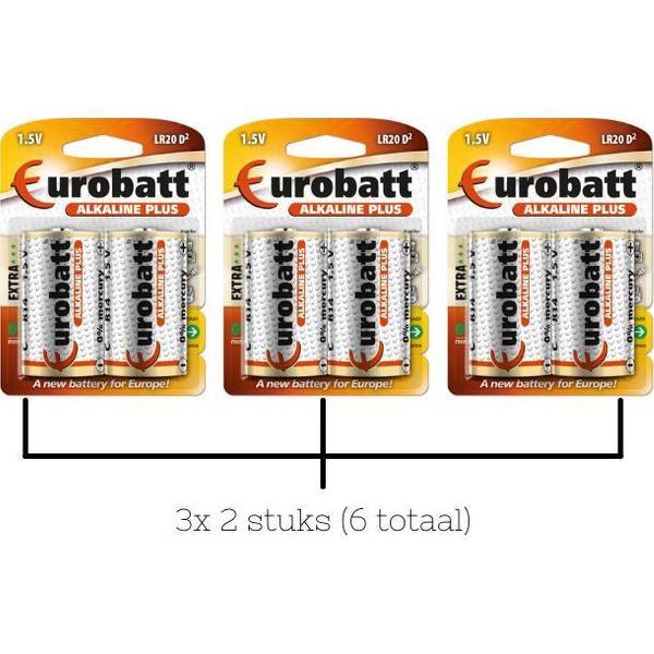Eurobatt Batterijen Alkaline Plus LR20 - 3x 2 stuks D batterijen (6 stuks totaal) - 13A, AM-1, AM1, MN1300 - KD, 4020, 4120, 4920 - E95, X95GP, LR20