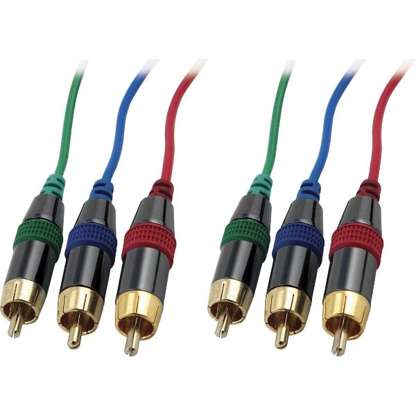 DELTACO MM-70 Component Video Kabel, 2x 3 RCA, 2 meter, Verguld, zwart