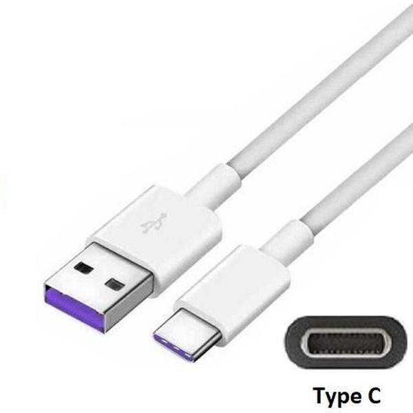 Zware kwaliteit 1,8m USB C oplaadkabel. Oplaadsnoer kabel voor 5A snelladen. Past ook op O.a. Huawei, CAT, Google, HTC, Acer, Alcatel, Asus, Archos, Blackberry, Honor