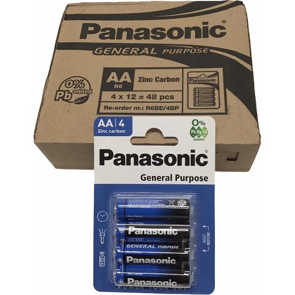 12 blister a 4 stuks is 48 stuks Panasonic AA General Purpose Batterijen