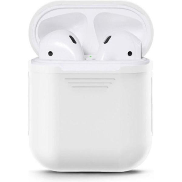 AirPods Hoesje - Siliconen Bescherm Case Hoesje - Wit - Smartphonica