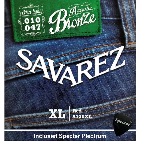 Savarez A130XL Premium Gitaarsnaren Voor De Akoestische Gitaar Met Specter Plectrum | Snarenset | Akoestisch | Stalen Snaren
