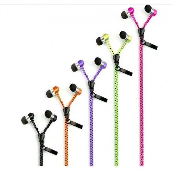 In-ear Koptelefoon met Rits - 3.5mm kabel - Oortelefoon met microfoon - Metallic kleur - Koptelefoon - Orange