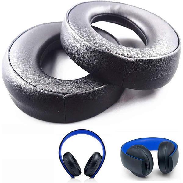 Luxe Lederen Oorkussen Set Voor Sony Playstation PS3/PS4 Gold Wireless Headset - Vervangende Koptelefoon Earpads - Oor Kussens - Ear Pads - Oorkussens Met Noise Cancelling Memory Foam Binnenlaag - Zwart