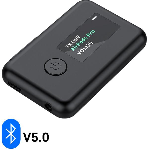 BQ5 Bluetooth Receiver Transmitter V5.0 Draadloos – Aux adapter – 2 in 1 Bluetooth Ontvanger Zender – OLED Display