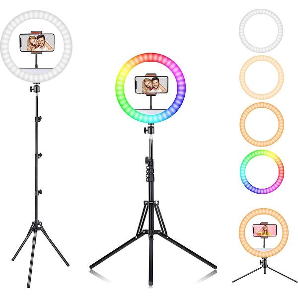 PIXMY - Ringlamp 10 inch – 16+ Kleurstanden - Ringlamp met statief – TikTok Lamp - RL10B55RGB