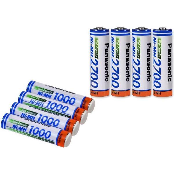 Panasonic NiMH Micro (AAA) batterijen met 1000mAh - 4 stuks met batterijdoosje