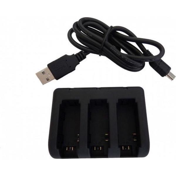 VHBW Camera trio acculader compatibel met GoPro Hero3, Hero3+ en Hero4 accu's