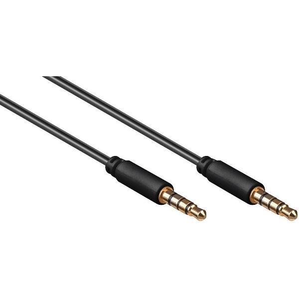 Goobay 3,5mm Jack 4-polig audio slim kabel AWG28 - zwart - 1 meter
