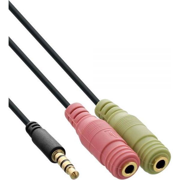 InLine 2m, 3.5mm/2x3.5mm audio kabel Black